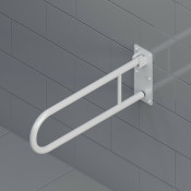 Поручень для унитаза откидной настенный белый c перекладиной Сан34 U12W-38-600
