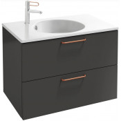 Тумба с раковиной Jacob Delafon Odeon Rive Gauche EB2522-R7-N14/EXAW112-Z-00 80 серый антрацит/ручки медные