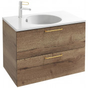 Тумба с раковиной Jacob Delafon Odeon Rive Gauche EB2522-R8-E52/EXAW112-Z-00 80 дуб табак/ручки ручки золотые