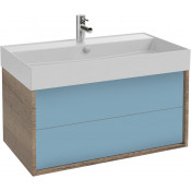 Тумба с раковиной Jacob Delafon Vivienne EB1585-E52-S50/EXBJ112-BCM 100 дуб табак/аквамарин сатин