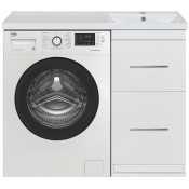 Тумба с раковиной Misty Мексика УТ000002617 50R под стиральную машину белая эмаль