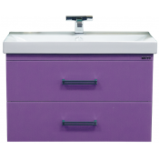 Тумба с раковиной Misty Джулия Qvatro 90 подвесная с 2 ящиками, конус, цвет сиреневый