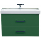 Тумба с раковиной Misty Джулия Qvatro 90 подвесная конус с 2 ящиками зеленая