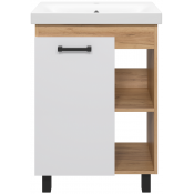 Тумба с раковиной Misty Крафт УТ000013343 60 белый/светлое дерево