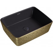 Раковина накладная Grossman Color GR-3016GBL 48x37 золото/черный