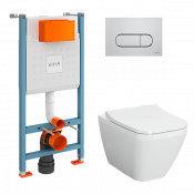 Комплект унитаза с инсталляцией VitrA Integra Square L-box 9856B003-7207 с сиденьем кнопка хром