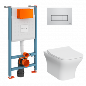 Комплект унитаза с инсталляцией VitrA Zentrum Square L-box 9875B003-7201 с сиденьем кнопка хром