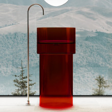 Раковина отдельностоящая прозрачная ABBER Kristall AT2701Rubin-H красная
