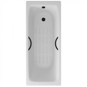 Чугунная ванна Delice Biove DLR220509RB-AS/DLR000001 170x75 с черными матовыми ручками, ножками и антискользящим покрытием, белый