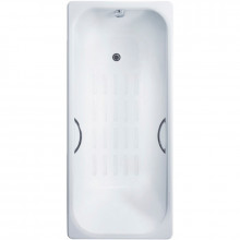 Чугунная ванна Delice Aurora DLR230604R-AS/DLR000012 160x75 с отверстиями под ручки, ножками и антискользящим покрытием, белый