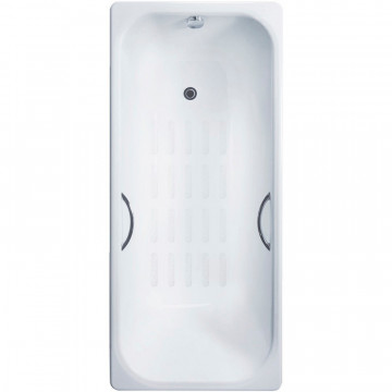 Чугунная ванна Delice Aurora DLR230604R-AS 160x75 с отверстиями под ручки и антискользящим покрытием, белый