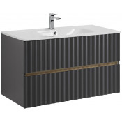 Тумба под раковину Art&Max Elegant AM-ELEGANT-1000-2C-SO-GM-LED с LED подсветкой серый матовый