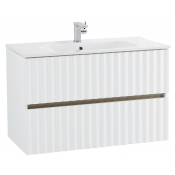 Тумба под раковину Art&Max Elegant AM-ELEGANT-800-2C-SO-BL-LED-P с LED подсветкой белый глянец