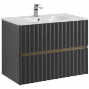 Тумба под раковину Art&Max Elegant AM-ELEGANT-800-2C-SO-GM-LED с LED подсветкой серый матовый