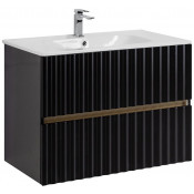 Тумба с раковиной Art&Max Elegant AM-ELEGANT-800-2C-SO-NM-LED/AM7110-80 с LED подсветкой черный матовый