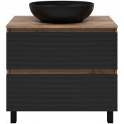 Тумба под раковину Brevita Dakota DAK-07080-19/02-2Я 80 дуб Галифакс олово/черный кварц