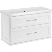 Тумба с раковиной ASB-Woodline Венеция 11956/22322 100 белый/патина серебро