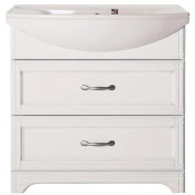 Тумба с раковиной ASB-Woodline Берта 10123/9118 85 белый патина серебро