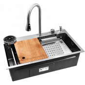 Мойка для кухни Gerhans K37545 75x45 со смесителем и комплектом аксессуаров сталь