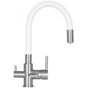 Смеситель для кухни Wisent W4255A-3 сатин/белый