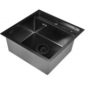 Мойка для кухни Wisent WS35050B с сифоном GER019 50x50 графит