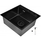 Мойка для кухни Wisent WGS35050B с дозатором 405B и сифоном GER019 50x50 графит