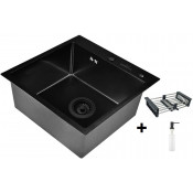 Мойка для кухни Wisent WGS35050B с дозатором 405B, с коландером 302644B и сифоном GER019 50x50 графит