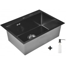 Мойка для кухни Wisent WS36050B с дозатором 405B и сифоном GER019 60x50 графит