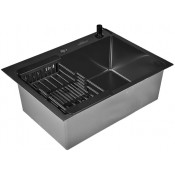 Мойка для кухни Wisent WS36050B с дозатором 405B, с коландером 302644B и сифоном GER019 60x50 графит