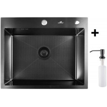 Мойка для кухни Wisent WS36050F с дозатором 405B и сифоном GER019 60x50 графит