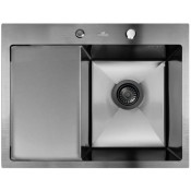 Мойка для кухни Wisent WS36550B-R с сифоном GER019 65x50 графит
