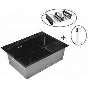 Мойка для кухни Wisent WS37050В с дозатором 405B, с коландером 302644B и сифоном GER019 70x50 графит