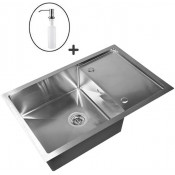 Мойка для кухни Wisent WS37850-X с дозатором 405А и сифоном GER010 78x50 сатин