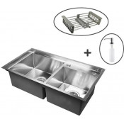 Мойка для кухни Wisent WS7843-S с дозатором 405А, с коландером W302644А и сифоном GER011 78х43 сатин