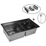 Мойка для кухни Wisent WS7843B-S с дозатором 405B, с коландером 302644B и сифоном GER011 78х43 графит
