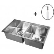 Мойка для кухни Wisent WGS37843-S с дозатором 405А и сифоном GER011 78х43 сатин