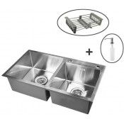 Мойка для кухни Wisent WGS37843-S с дозатором 405А, с коландером W302644А и сифоном GER011 78х43 сатин