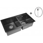 Мойка для кухни Wisent WGS37843B-S с дозатором 405B и сифоном GER011 78х43 графит
