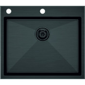 Мойка для кухни Paulmark Brim-Edge PM775951-GM 59x51 вороненая сталь