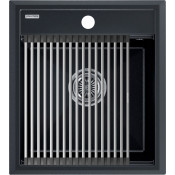 Мойка для кухни Paulmark StepIA PM114651-BLM 46x51 c ролл-матом R375-BS черный металлик