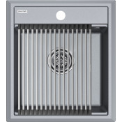 Мойка для кухни Paulmark StepIA PM114651-GRM 46x51 c ролл-матом R375-BS серый металлик