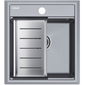 Мойка для кухни Paulmark StepIA PM114651-GRM 46x51 с коландером A375-BS серый металлик