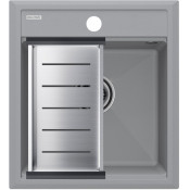 Мойка для кухни Paulmark StepIA PM114651-GRS 46x51 с коландером A375-BS серый дым