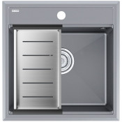Мойка для кухни Paulmark StepIA PM115051-GRM 50x51 с коландером A375-BS серый металлик