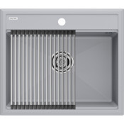 Мойка для кухни Paulmark StepIA PM115951-GRS 59x51 с ролл-матом R375-BS серый дым