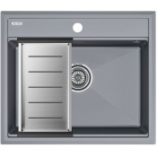 Мойка для кухни Paulmark StepIA PM115951-GRM 59x51 с коландером A375-BS серый металлик