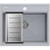 Мойка для кухни Paulmark StepIA PM115951-GRS 59x51 с коландером A375-BS серый дым