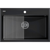 Мойка для кухни Paulmark StepIA PM117551-BLM 75x51 с ролл-матом R375-BS черный металлик