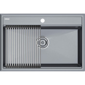 Мойка для кухни Paulmark StepIA PM117551-GRM 75x51 с ролл-матом R375-BS серый металлик