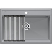 Мойка для кухни Paulmark StepIA PM117551-GRS 75x51 с ролл-матом R375-BS серый дым